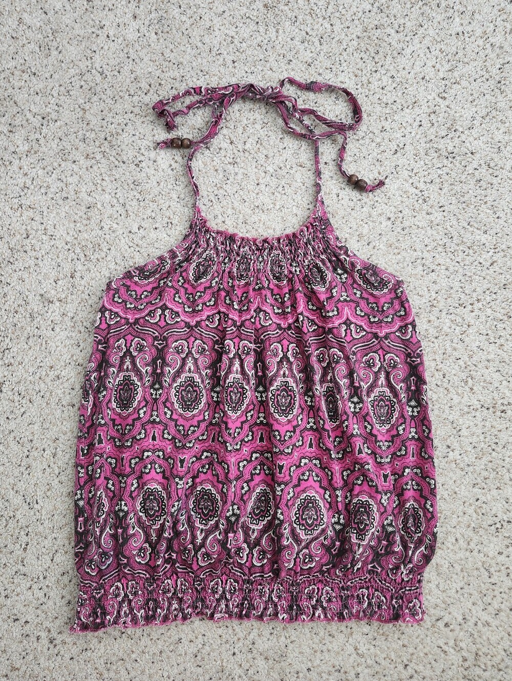 L.e.i. Y2k Pink Boho Halter Top